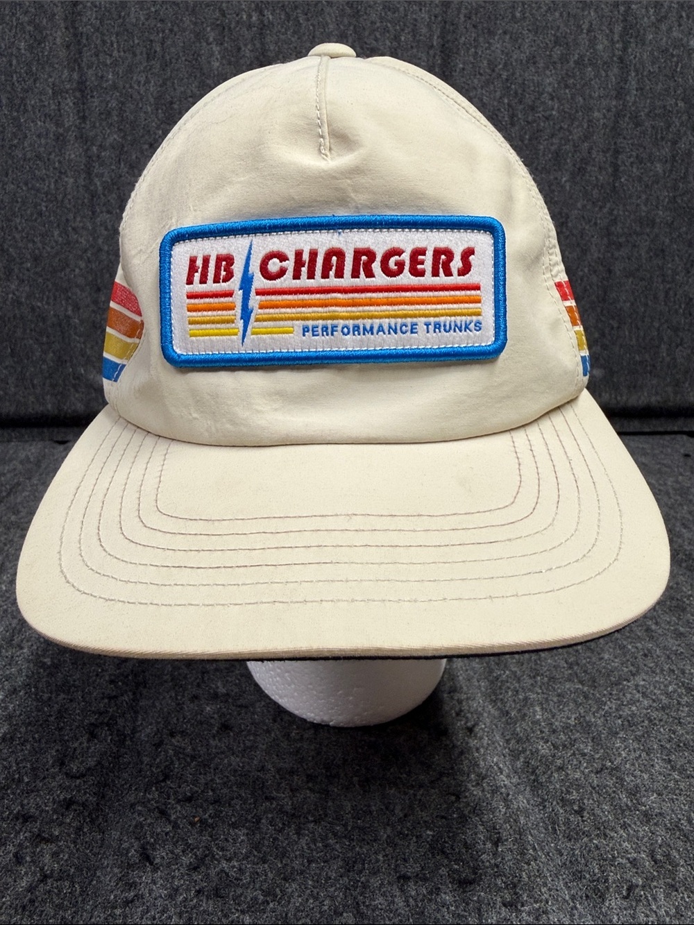 Howler Brothers Cream HB Chargers Patch Hat with Red, Blue, Yellow Accents